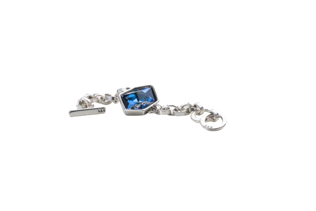Pulsera con baño de plata cadena y cristal