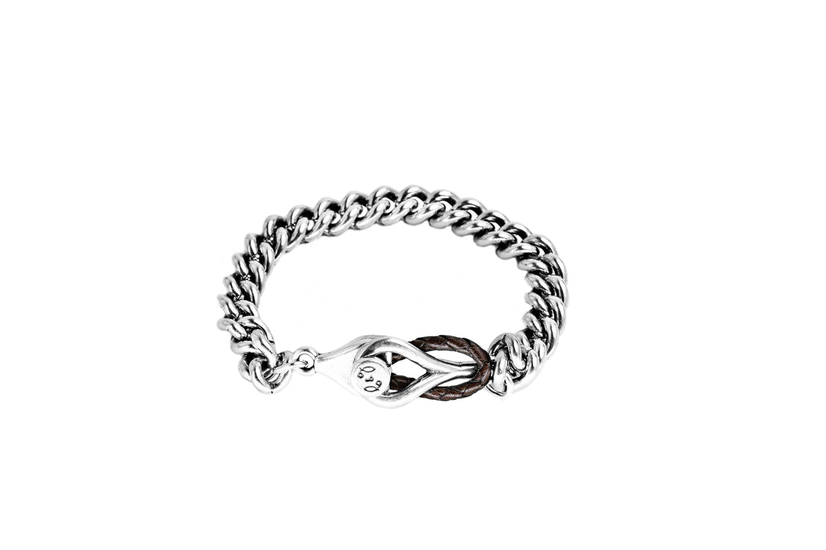 Pulsera con baño de plata y cuero