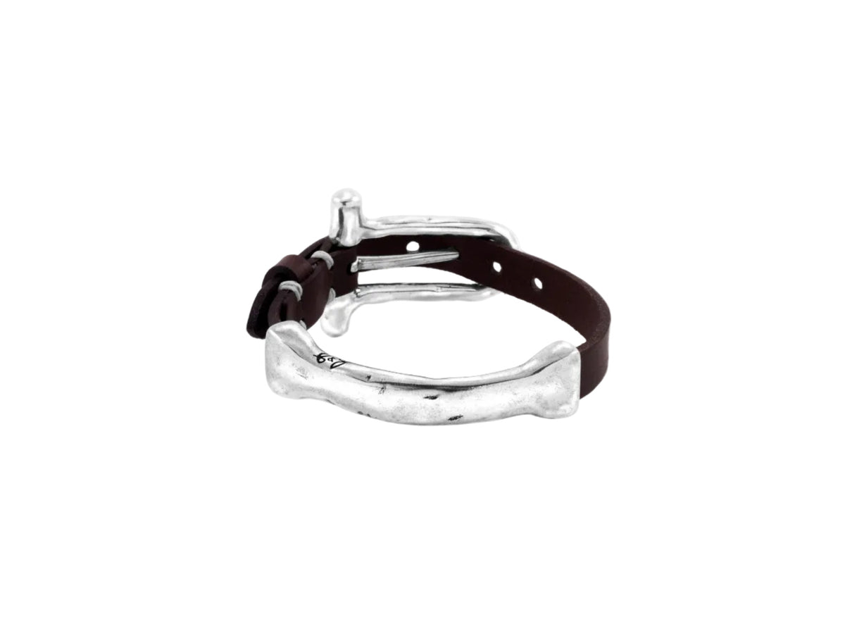 Pulsera con baño de plata y cuero