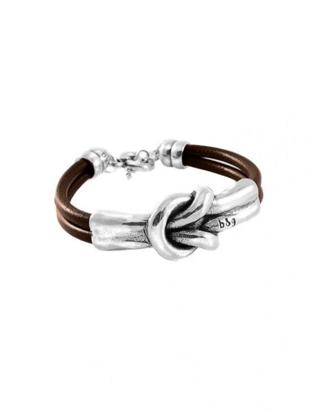 Pulsera con baño de plata y cuero