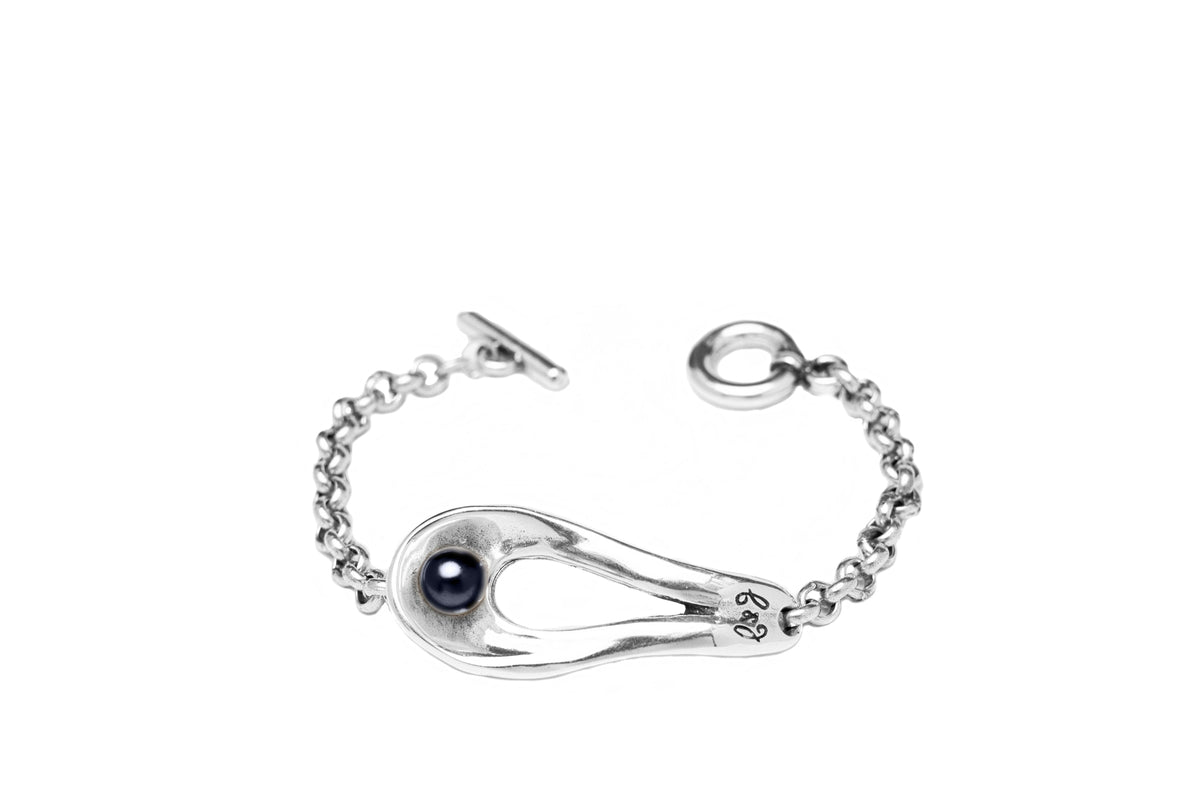 Pulsera con baño de plata y perla cristal
