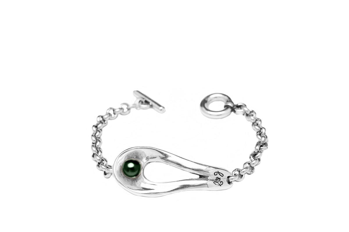 Pulsera con baño de plata y perla cristal