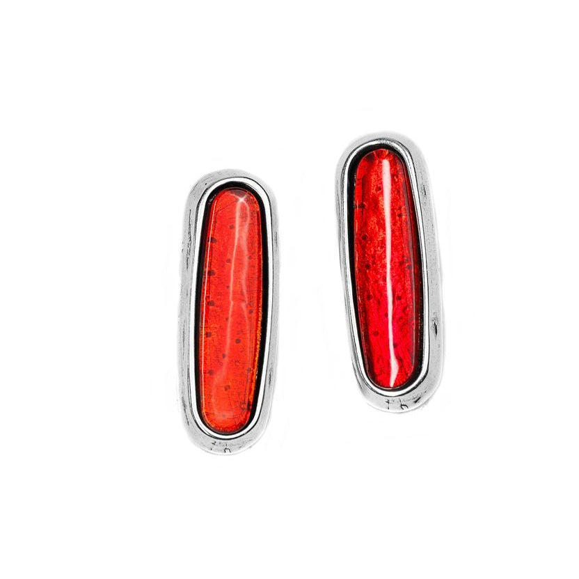 Pendiente Stud con baño de plata y cristal