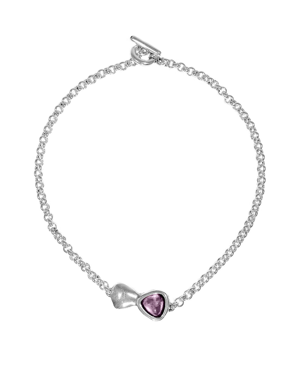 Collar corto con baño de plata y cristal