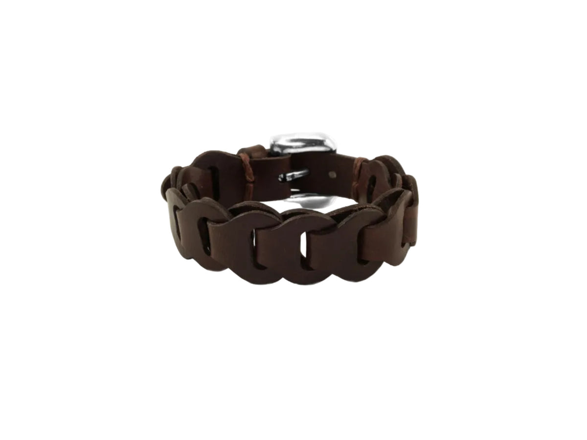 Pulsera con baño de plata y piel