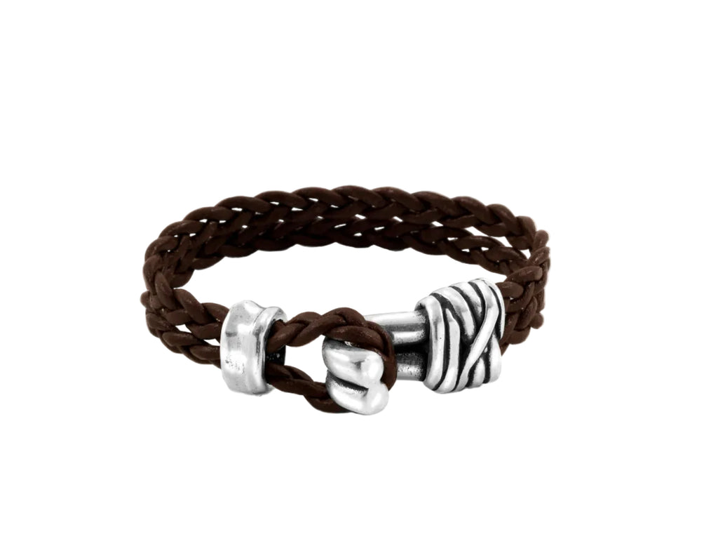Pulsera con baño de plata y piel