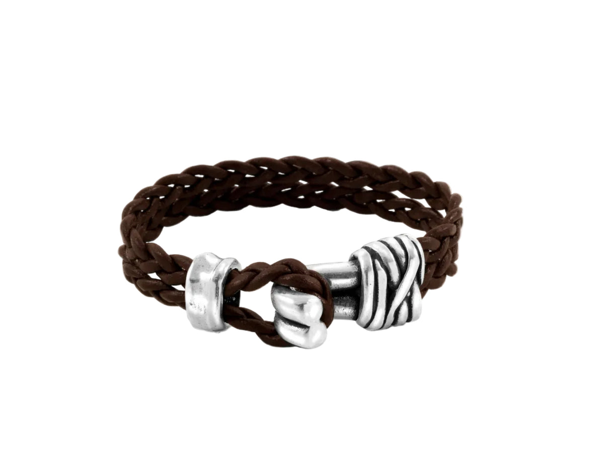 Pulsera con baño de plata y piel