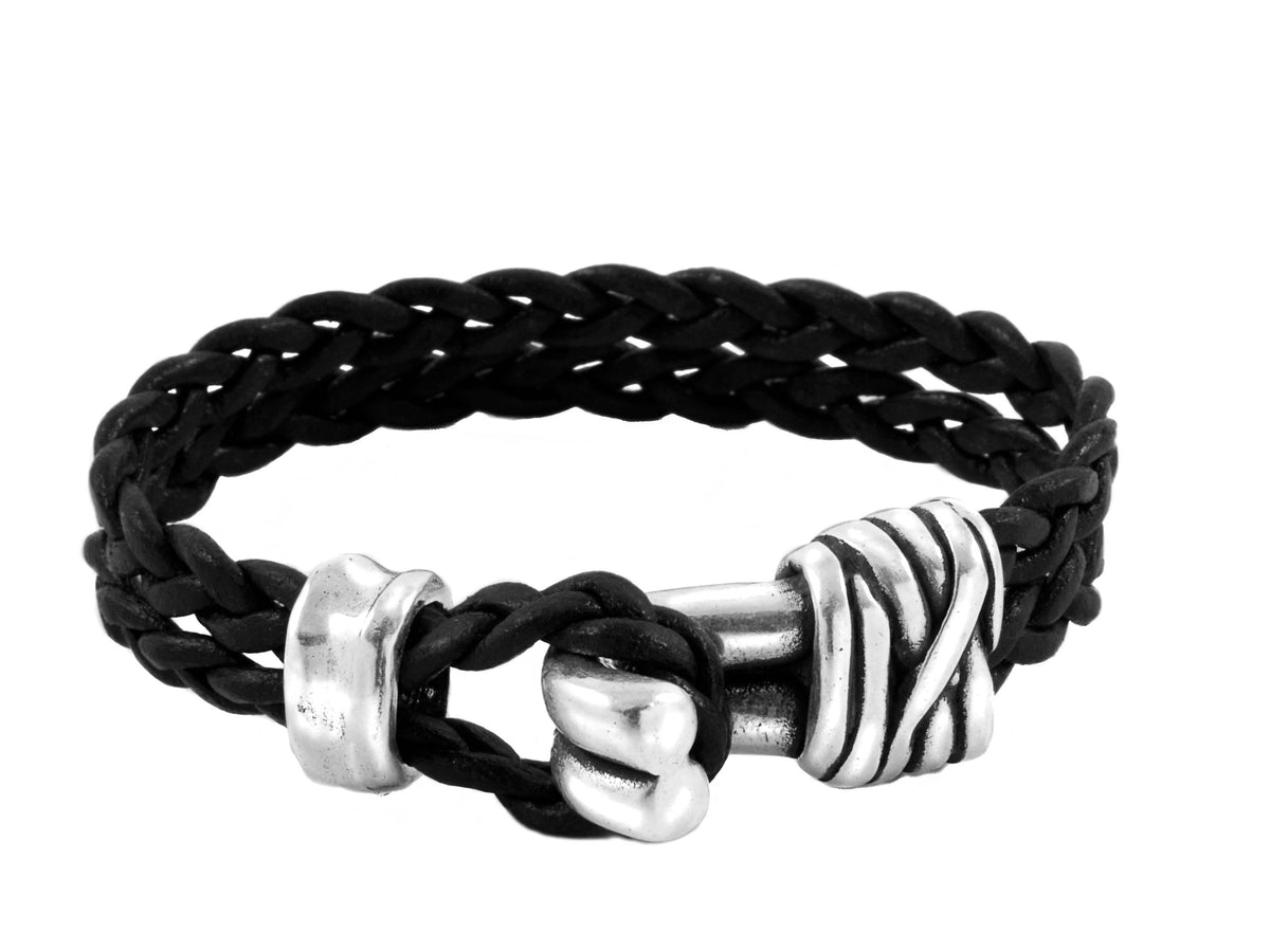 Pulsera con baño de plata y piel