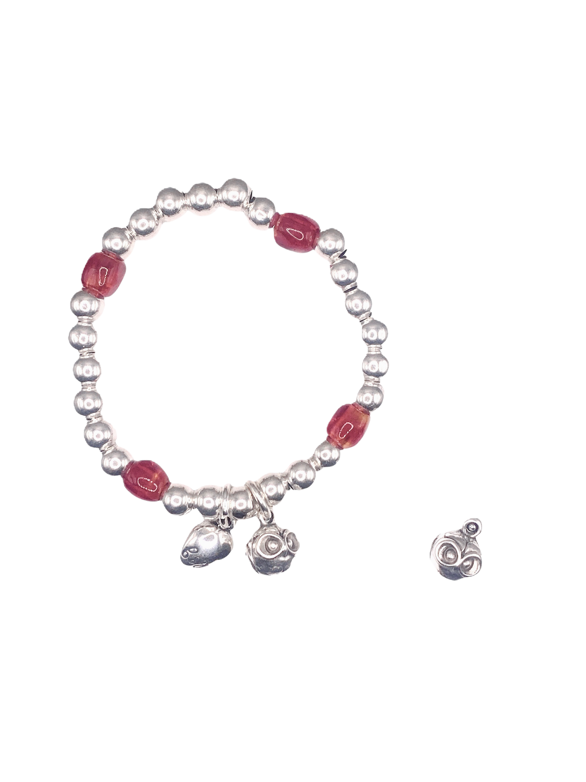 Pulsera Buho con baño de plata y resina