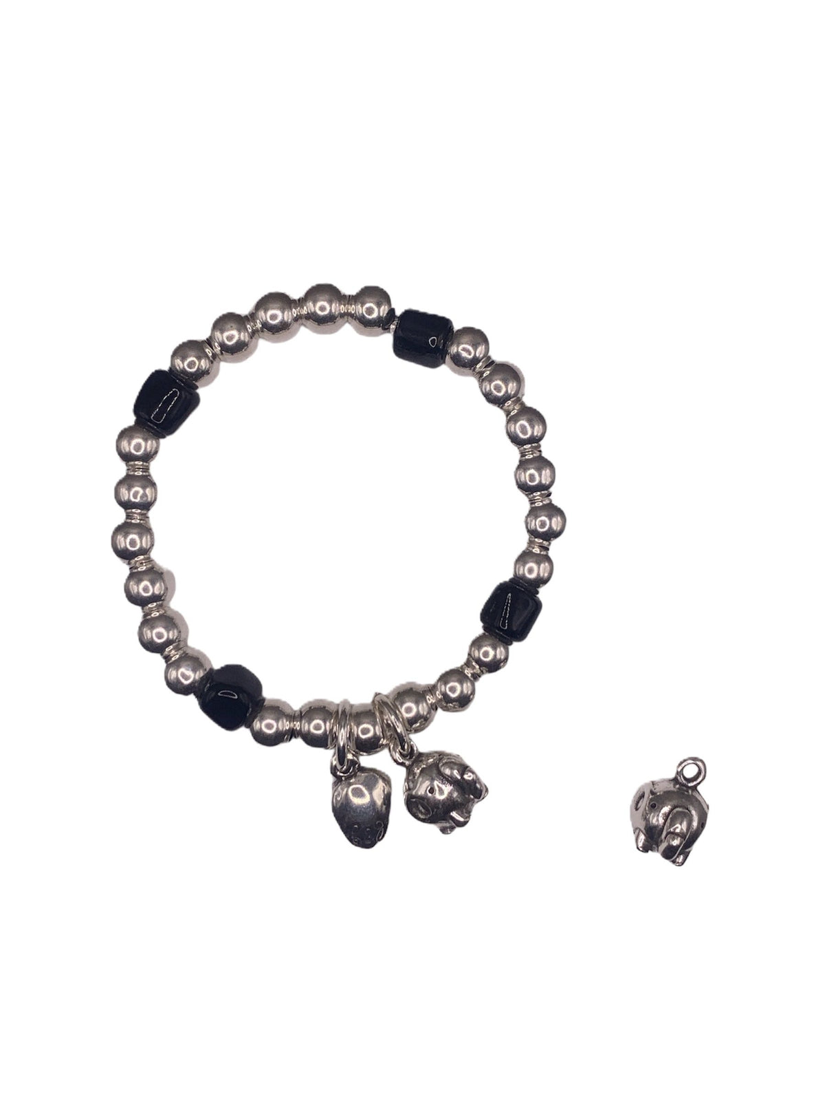 Pulsera Elefante con baño de plata y resina