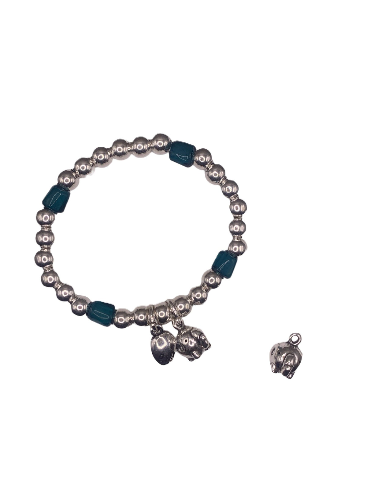 Pulsera Elefante con baño de plata y resina