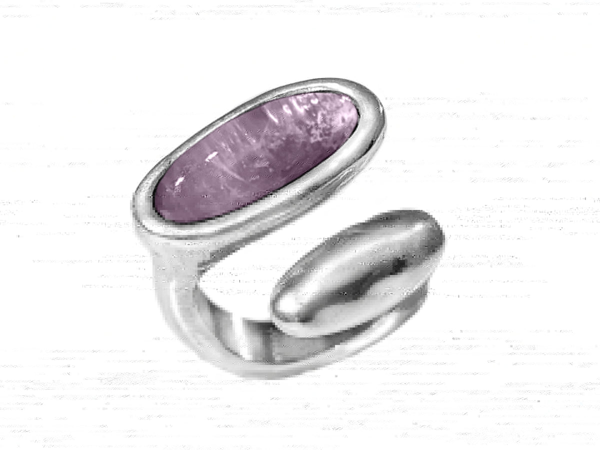 Anillo con baño de plata y cristal