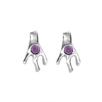 Pendientes studs bañado en plata y resina