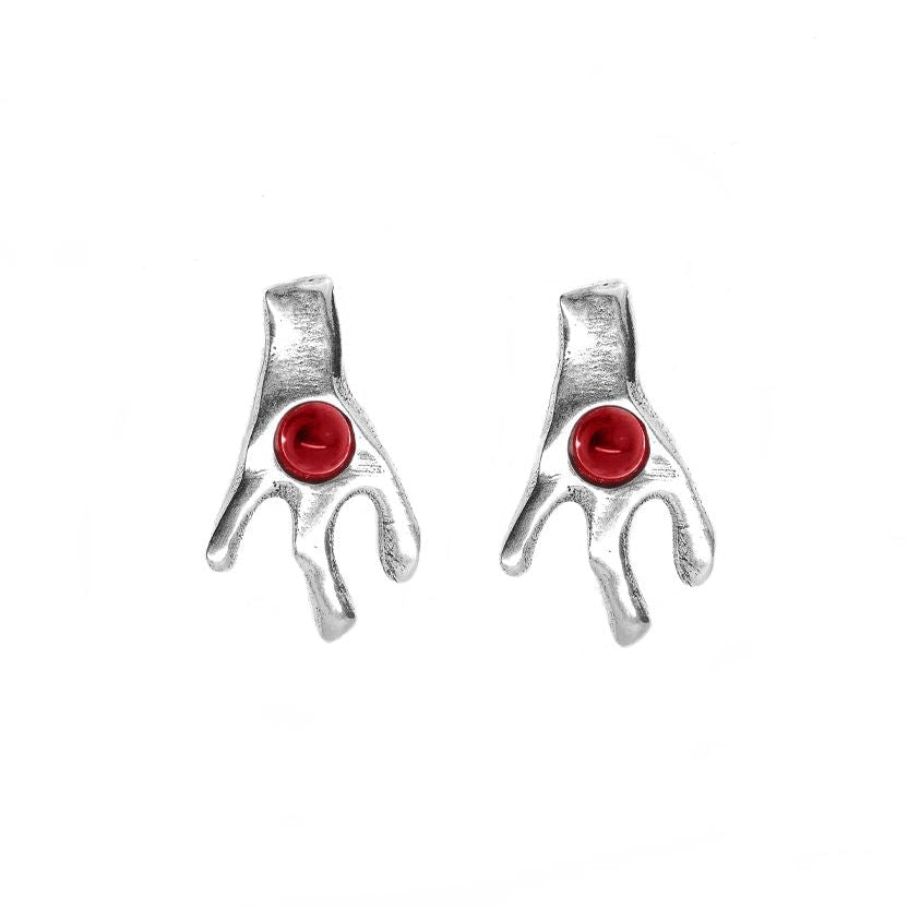 Pendientes studs bañado en plata y resina