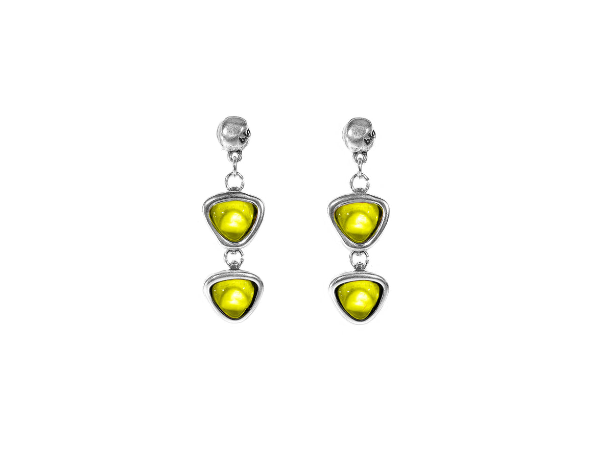 Pendientes largos bañados en plata y cristal