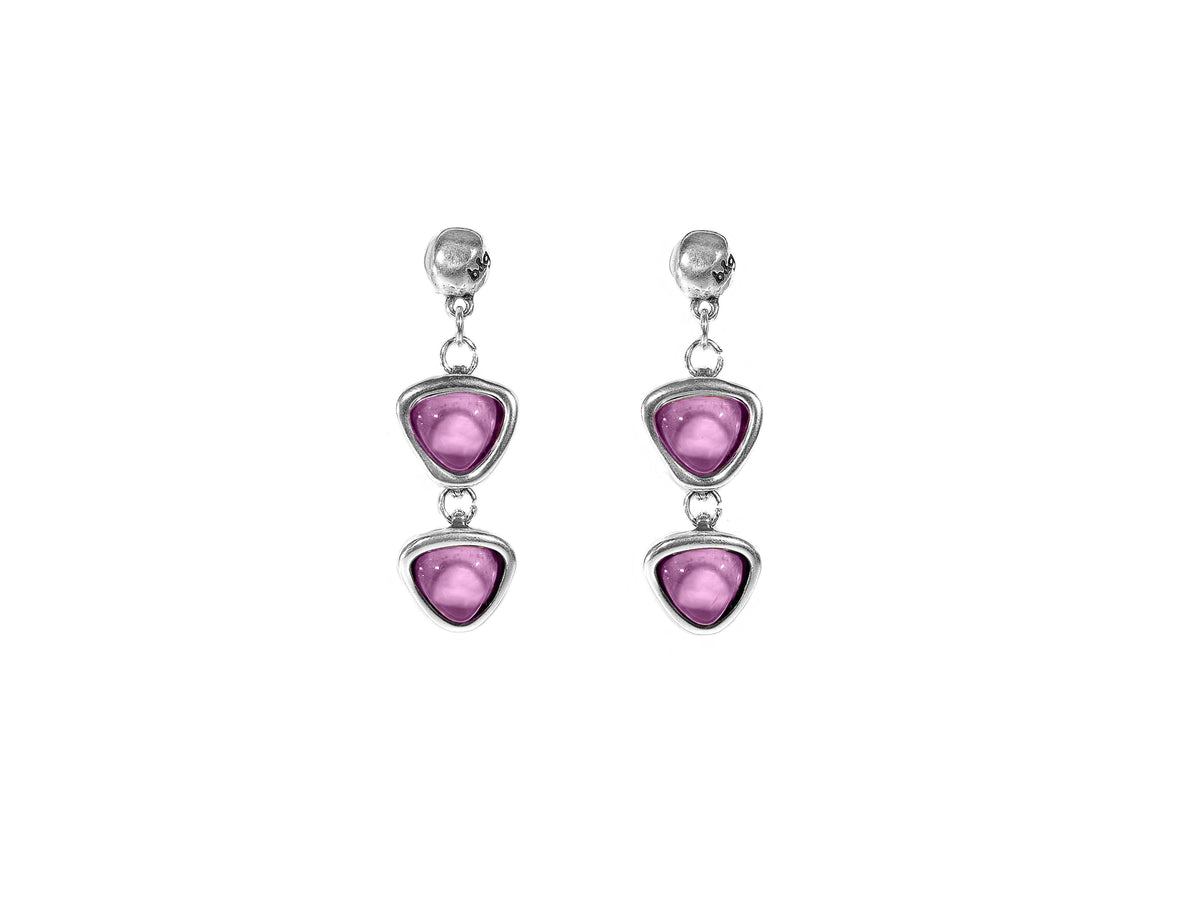 Pendientes largos bañados en plata y cristal