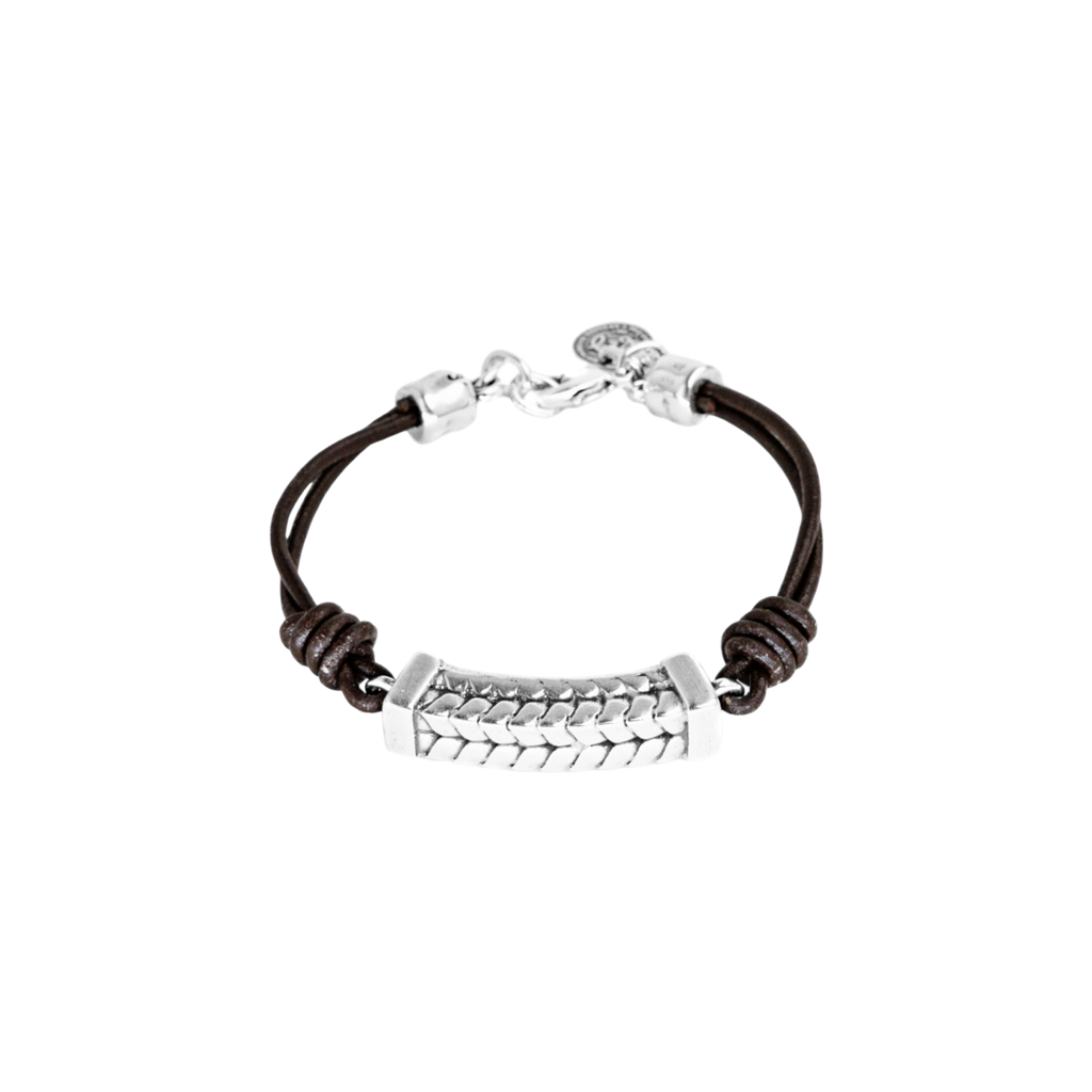 Pulsera con baño de plata y cuero