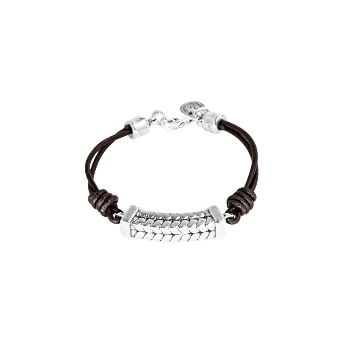 Pulsera con baño de plata y cuero