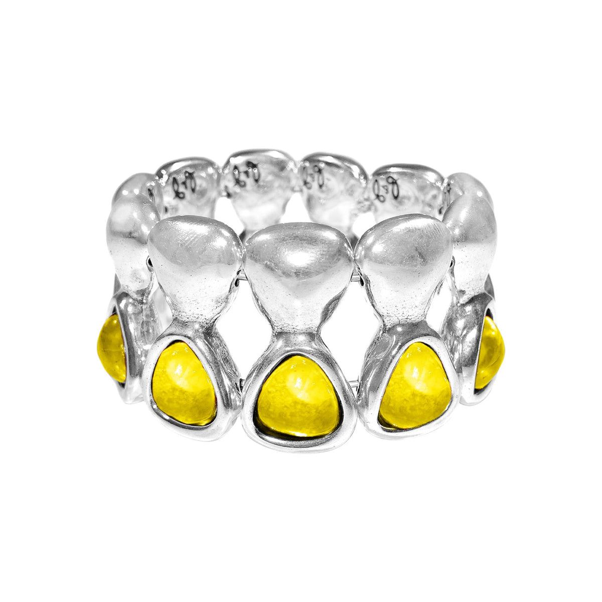 Brazalete bañado en plata y cristal