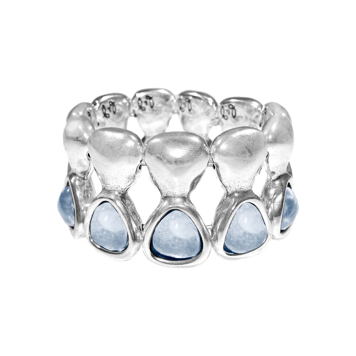 Brazalete bañado en plata y cristal