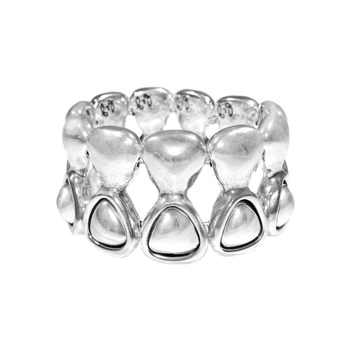Brazalete bañado en plata y cristal