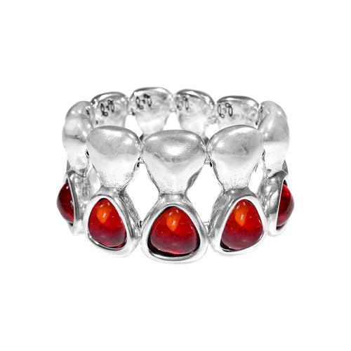 Brazalete bañado en plata y cristal