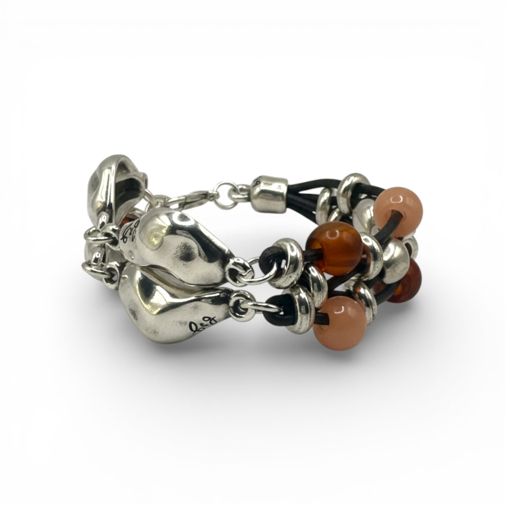 PULSERA PLATA Y CUERO