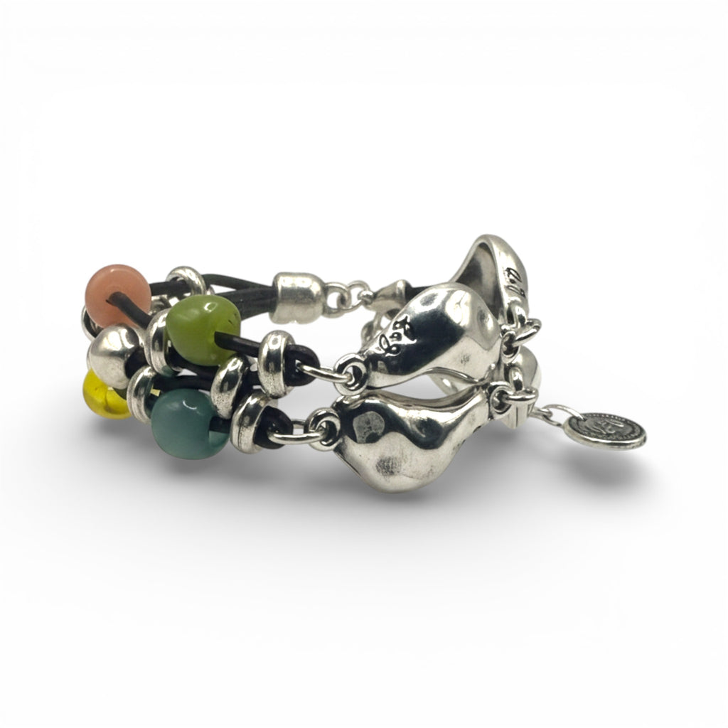 PULSERA PLATA Y CUERO