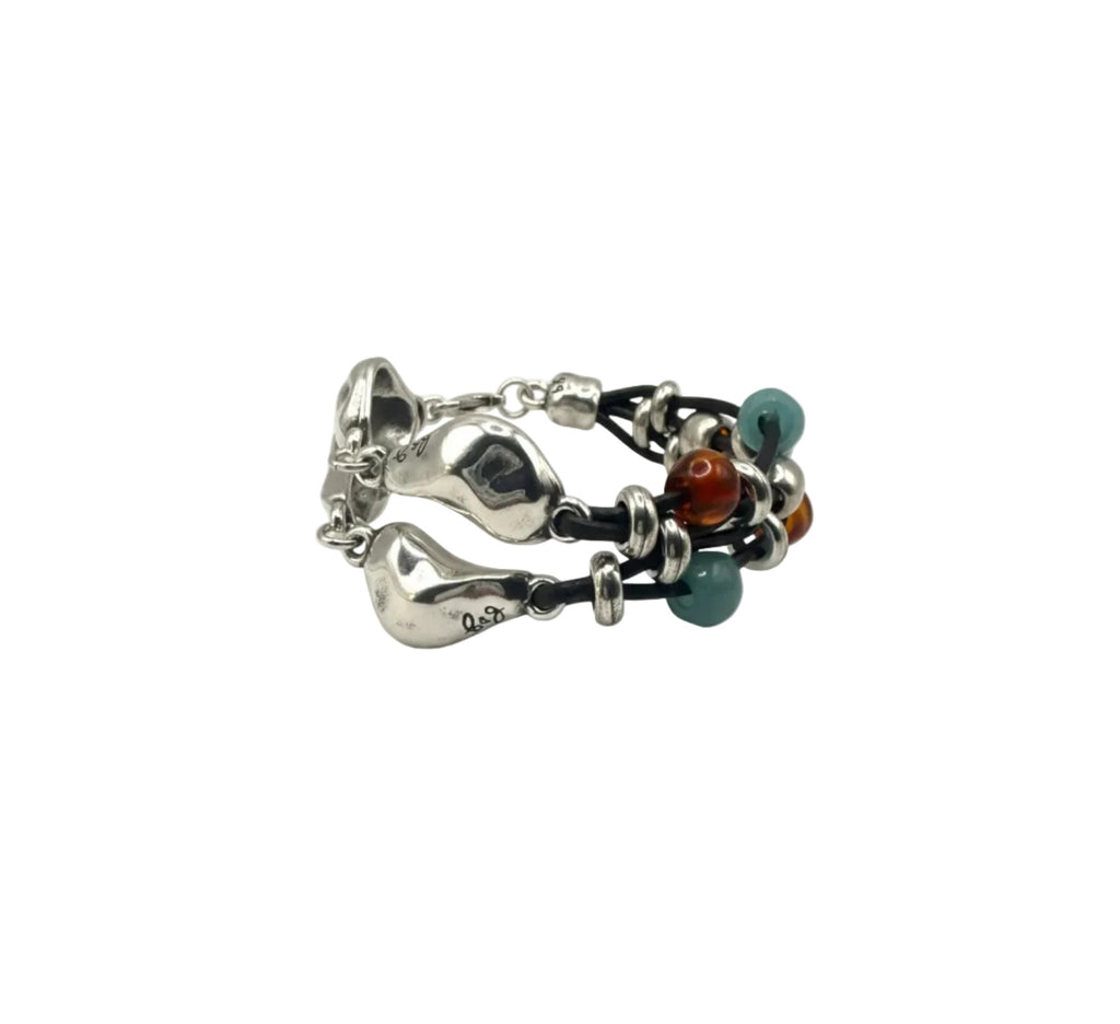PULSERA PLATA Y CUERO