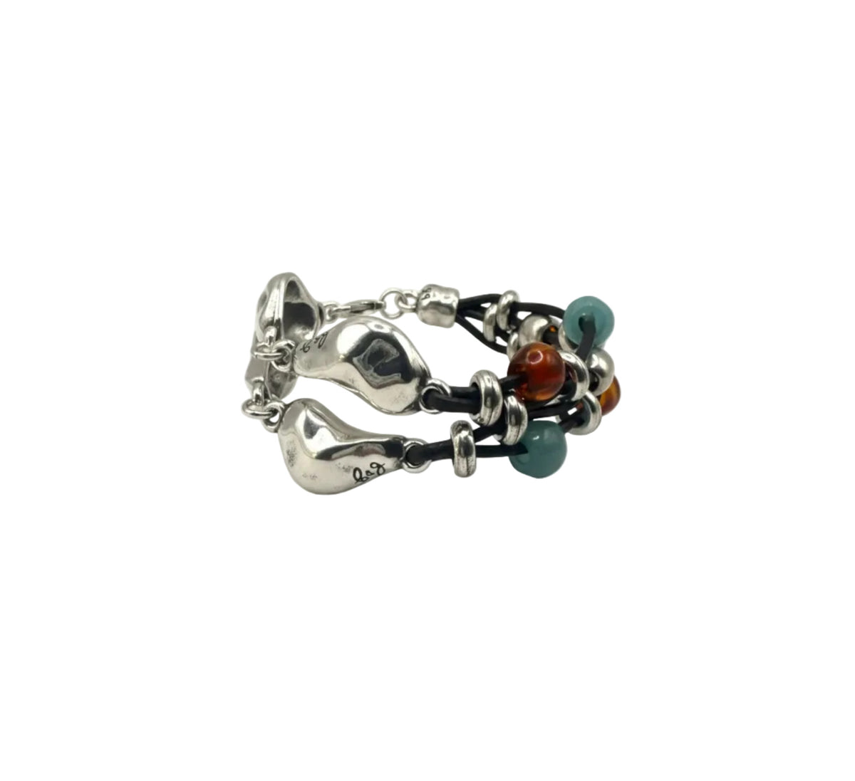 PULSERA PLATA Y CUERO